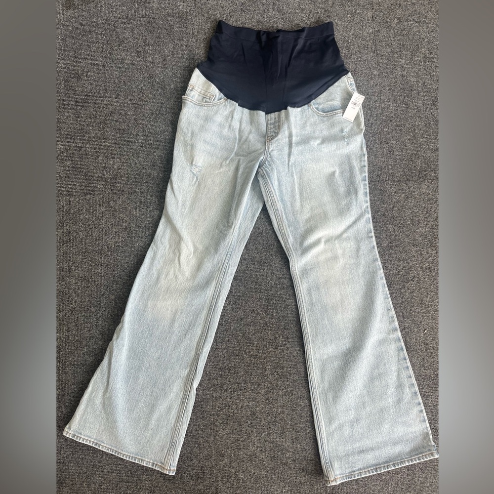 Maternity Flare Jeans light wash full panel size 12 short